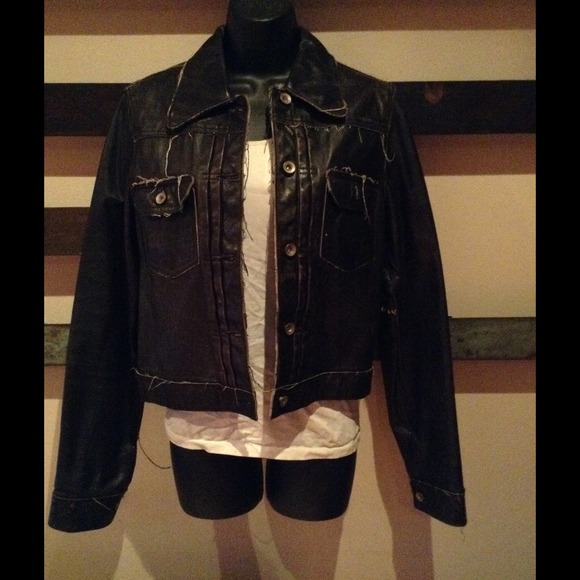 Distressed Guess Leather Jacket