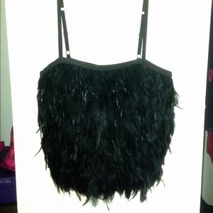 Bebe Black Feathered Top