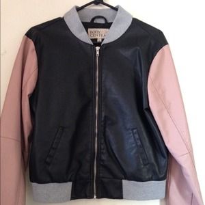 Fake leather jacket! Sleeves are pink!