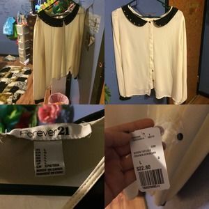 Studded Collar Flowy Shirt