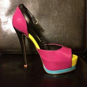 Multi colored platform heels