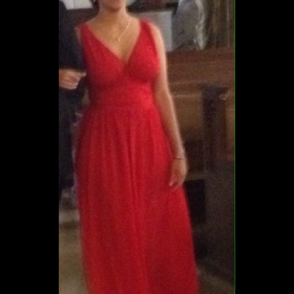 Long evening red gown