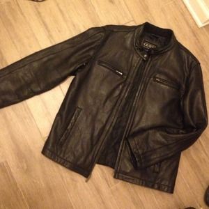 Vintage Guess Leather Moto Jacket Mens