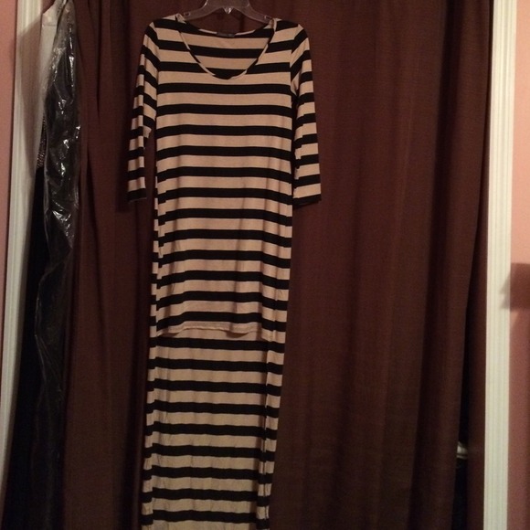 Black and beige high-low dress