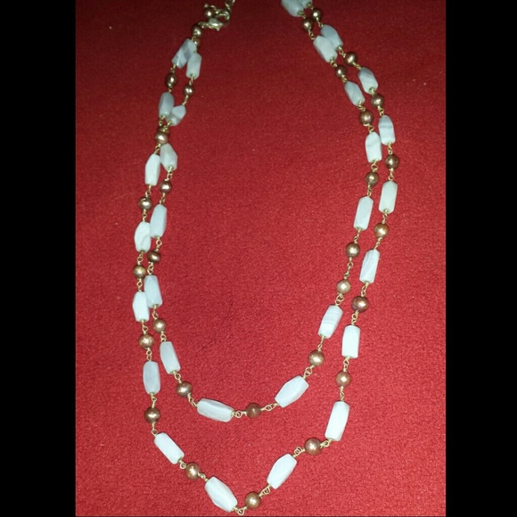 Blue chalcedony Stone double necklace