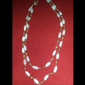 Blue chalcedony Stone double necklace