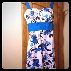High Waisted Flower Print A-line dress