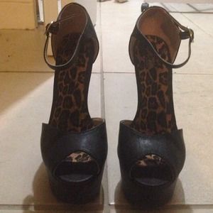 black peep toe wedges