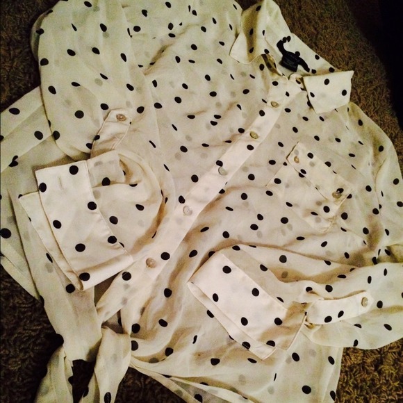 polka dot button up shirt