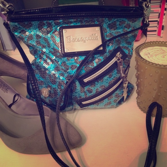 Blue leopard sequin Betsey Johnson crossbody