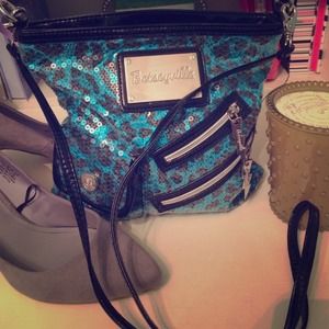 Blue leopard sequin Betsey Johnson crossbody