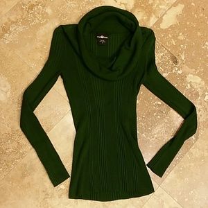 Dark/Hunter Green Cowl Neck Sweater!