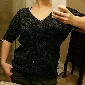 Black With Silver Metallic Threading Sweater!