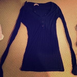 Blue button down long sleeve top