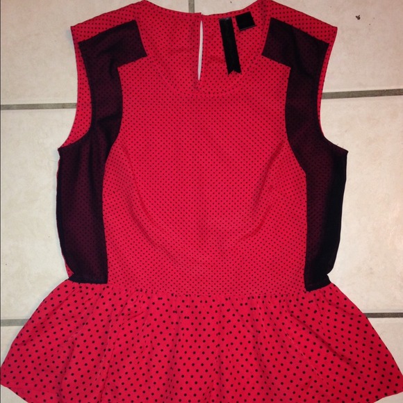 Peplum red with black polka dots - Picture 2 of 4