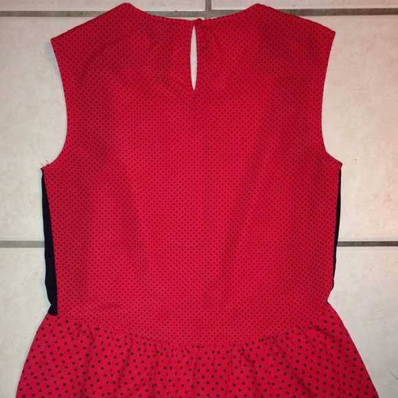 Peplum red with black polka dots - Picture 3 of 4