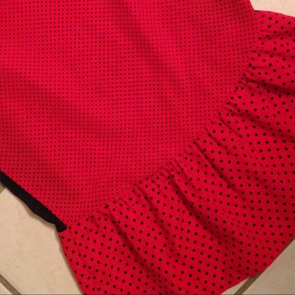 Peplum red with black polka dots - Picture 4 of 4