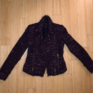 Zara Traffaluc Tweed Jacket With Gold Hardware