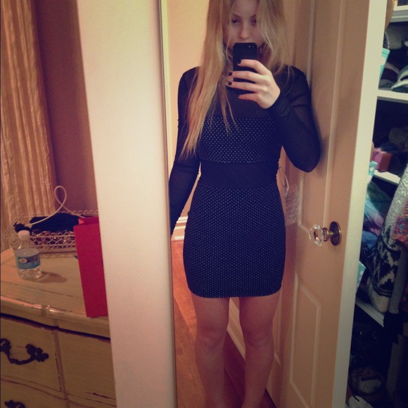 Bebe bodycon embellished/mesh dress