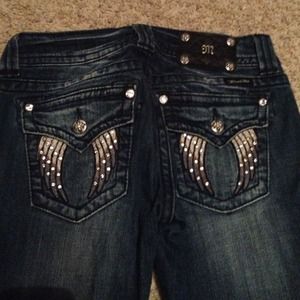 Miss Me skinny dark wash jeans with wings