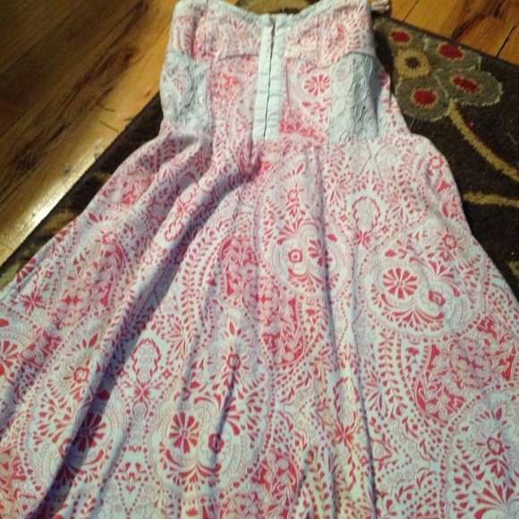 red and white floral dress