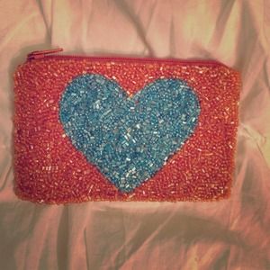 Blue heart clutch purse!