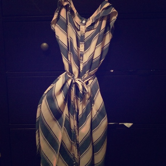 Striped summer dress w/ mesh panels
