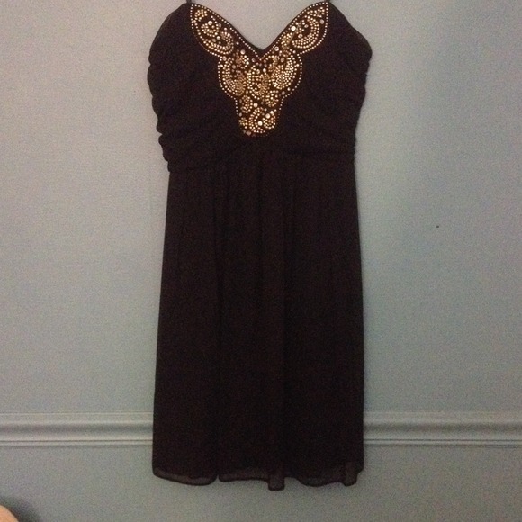 Strapless dark blue dress