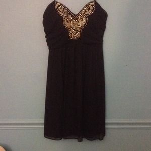 Strapless dark blue dress