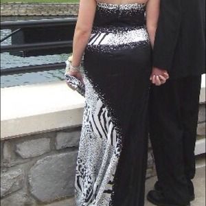 Black/white prom dress w/ zebra and sparkles