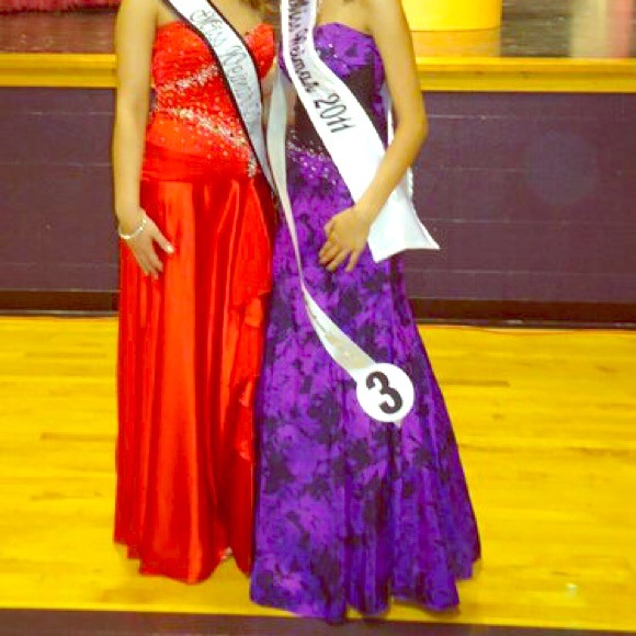 Purple Mermaid Pageant Gown with Flower Detail