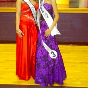 Purple Mermaid Pageant Gown with Flower Detail