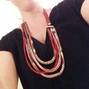 Red fabric necklace