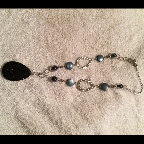 Midnight blue teardrop necklace