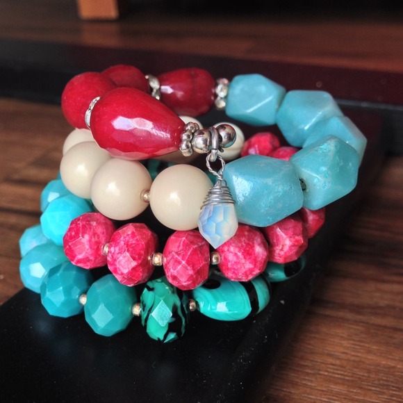 Stacking Memory Wire Bracelet Semi Precious Stones