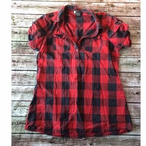 Cotton express buffalo plaid half button down