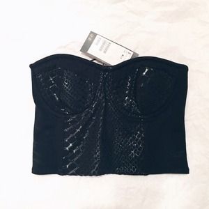 H&M Black Printed Bustier (S)