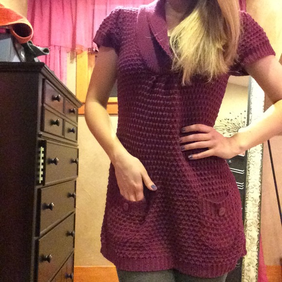 Maroon Sweater Dress - Picture 2 of 3
