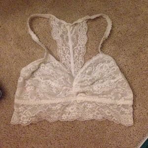 White lace Victoria's Secret bralette.