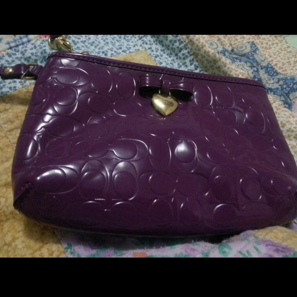 Authentic Coach dark purple medium wristlet