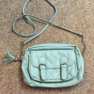 Mint colored cross-body bag