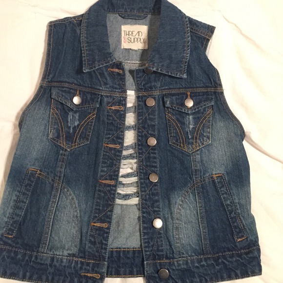 Denim Distressed Vest
