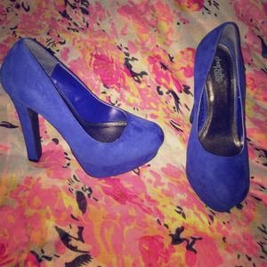 Cobalt Blue Suede Thick Heels💙