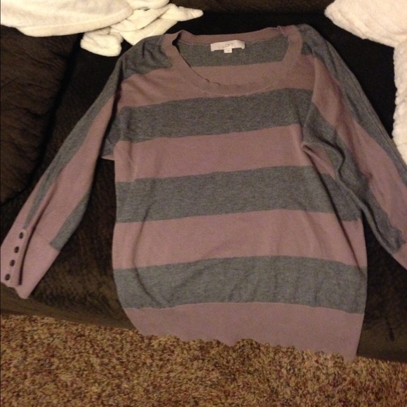 Purple and grey striped sweater