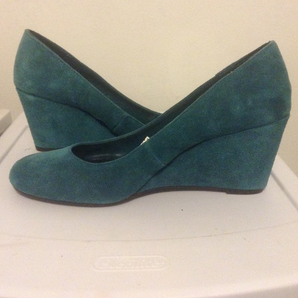 Teal blue faux suede