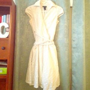 INC white eyelet wrap dress size 4