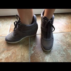 Grey sneaker wedges