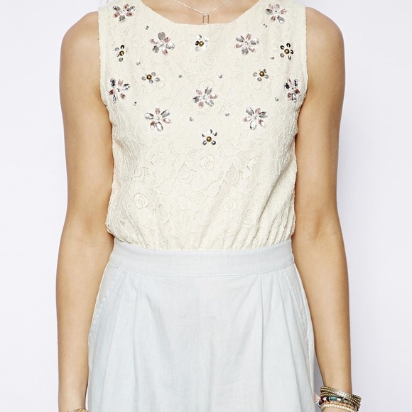 ASOS Neon Rose Playsuit Floral Crochet Romper 4 - Picture 2 of 4