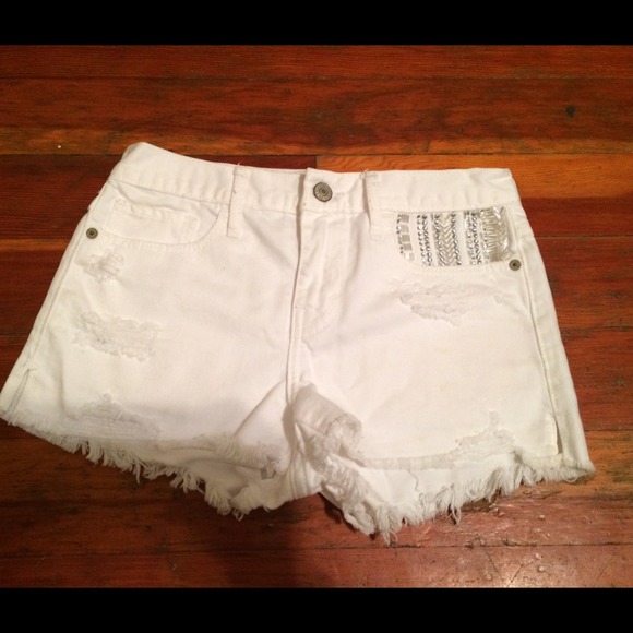 Abercrombie & Fitch white denim shorts