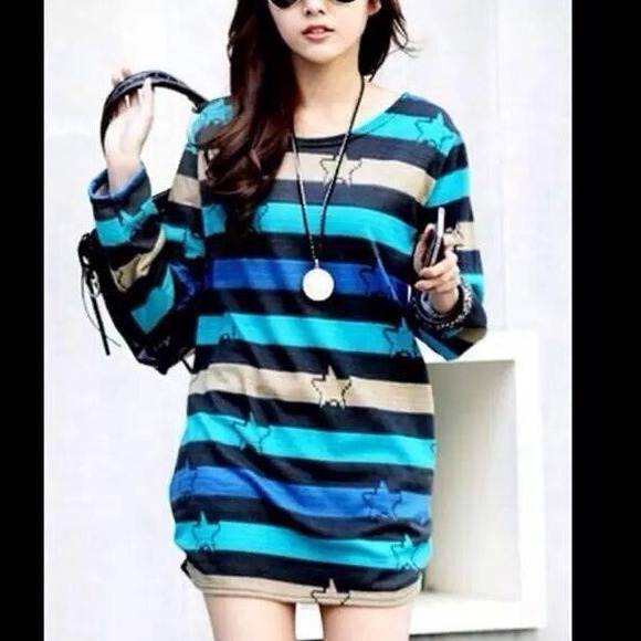 PULL OVER BLUE STRIPES - Picture 1 of 4